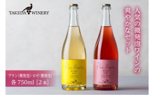 タケダワイナリー ペティアンセット(ブラン&ロゼ) 微発泡 750ml ワイン ブラン ロゼ ワイナリー 2本セット 発泡ワイン 山形県 F2Y-1694山形県17000酒・アルコールワイン