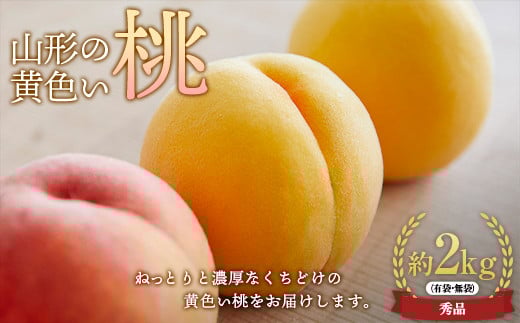 【令和8年度産先行受付】山形の黄色い桃(有袋・無袋) 秀品 約2kg  もも モモ 桃 デザート フルーツ 果物 くだもの 果実 食品 山形県 FSY-1833山形県12000果物・フルーツもも・すもも
