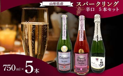 山形県産 スパークリングワイン 辛口 5本セット F2Y-3497山形県32000酒・アルコールワイン