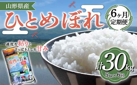 【定期便】山形県産 ひとめぼれ 5kg×6ヶ月連続(計30kg) F2Y-4094山形県74000米・パン白米