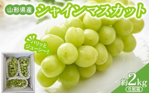 山形県産 シャインマスカット約2kg 化粧箱 秀品 (3〜4房入) 【先行受付2026年9月発送】 FSY-2608山形県22000果物・フルーツマスカット・ぶどう
