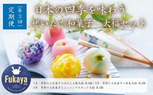 <定期便>日本の四季を味わう 和菓子・大福セット(3回コース) 【11218-0113】埼玉県深谷市40000菓子・スイーツその他 和菓子