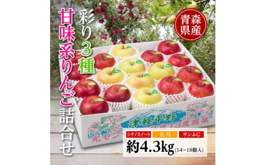 りんご/青森県産 彩り3種甘味系りんご詰合せ(高糖度)約4.3kg【1655321】青森県22000果物・フルーツりんご・梨