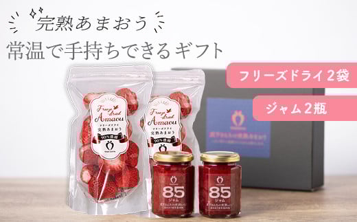 常温で手持ちできるギフト (フリーズドライ&ジャム 2つ入りセット)【あまおう 食品 あまおう フルーツ あまおう 果物 苺くだもの いちご 食品 イチゴ 人気 あまおう おすすめ  福岡県 大川