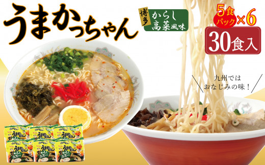 うまかっちゃん 博多からし高菜風味 30食 (5袋入り×6パック)福岡県大川市10000麺ラーメン