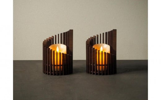 LED キャンドルホルダー 木製 レーザー加工雑貨 ウォールナット インテリア雑貨 キャンドルホルダー003 2個セット福岡県大川市10000衣類・装飾品・工芸品その他 装飾品・工芸品