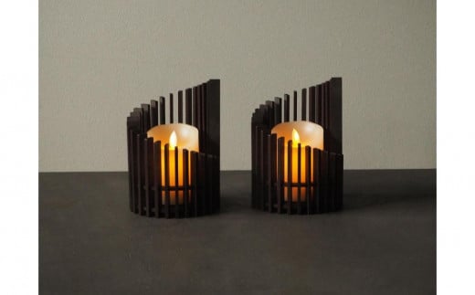 LED キャンドルホルダー 木製 レーザー加工雑貨 黒洛 インテリア雑貨 キャンドルホルダー003 2個セット福岡県大川市10000衣類・装飾品・工芸品その他 装飾品・工芸品