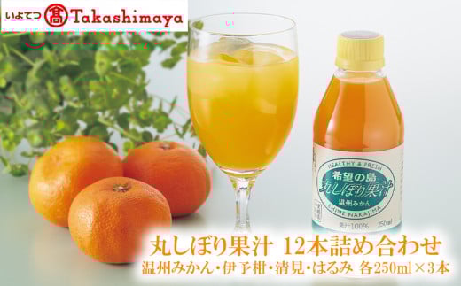 愛媛 みかんジュース 100% 12本 詰合せ ストレート | 丸しぼり果汁 みかんジュース 果汁100% 飲み比べ ミカンジュース みかんじゅーす ストレート フルーツジュース 果物 蜜柑 ミカン みかん オ