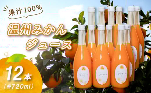 【2026年2月上旬から順次発送】温州みかんジュース 720ml×12本 果汁100% 無添加 ストレートジュース愛媛県松山市31000お茶・飲料果汁・野菜飲料