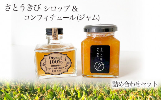 【Aセット】さとうきび シロップ 1個 と 高級 コンフィチュール (ジャム) 1個 詰め合わせセット(化粧箱入り)| (黒糖 きび キビ さとう 糖 自然派 シロップ 使い方 ヨーグルト アイスク
