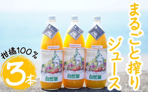 自然塾 柑橘100%まるごと絞りジュース 3本入り みかんジュース オレンジ ポンカン 不知火 温州 ドリンク 飲料 飲み物 朝食 無添加 季節 旬【szjk0008】三重県熊野市18000お茶・飲料果汁・