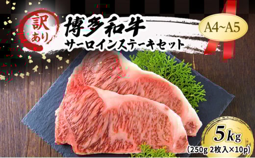 訳あり A4〜A5 博多和牛 サーロイン ステーキ セット 5kg (250g2枚入り×10p) 訳アリ 肉 牛肉 ※配送不可:離島福岡県小郡市151000肉牛肉