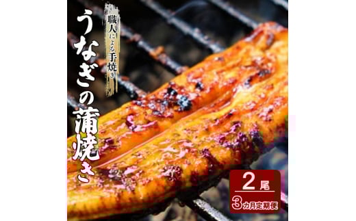 定期便 3回 うなぎ 職人による手焼き うなぎの蒲焼き 定期便(2尾×3ヵ月) ウナギ福岡県小郡市102000魚介・海産物うなぎ