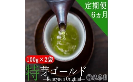 定期便 6ヶ月 献茶園 オリジナル 深蒸し茶 特芽ゴールド 100g×2袋 八女茶 6回 お茶 茶 緑茶福岡県小郡市56000お茶・飲料お茶