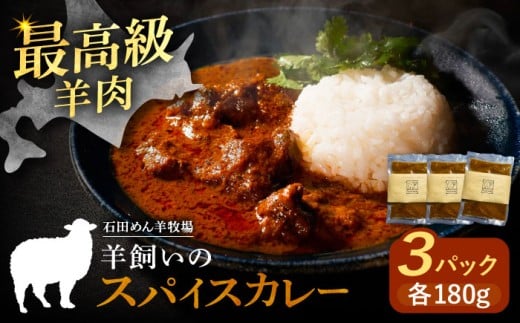 北海道 十勝 羊のスパイスカレー 180g×3パック《足寄町》【石田めん羊牧場】カレー カレーライス スパイスカレー レトルトカレー レトルト スパイス 羊肉 マトン グルメ 北海道産 道産 あし