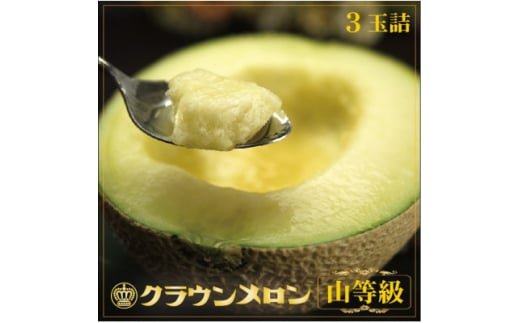 <通年出荷>クラウンメロン(山等級) 3玉詰【1104738】静岡県掛川市77000果物・フルーツメロン・スイカ