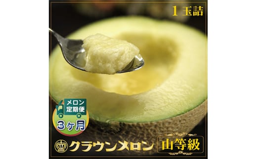 <毎月定期便>クラウンメロン(山等級) 1玉 全3回【4012744】静岡県掛川市80000果物・フルーツメロン・スイカ