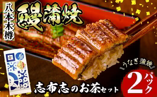 八本木樽鰻2尾&お茶セット うなぎ蒲焼(156g以上×2尾)&煎茶さがの(100g) 鰻 タレ たれ さんしょう 山椒付 お茶 緑茶 鹿児島県産 国産 セット 冷凍 おかず おつまみ お祝い 惣菜 a5-330鹿児島県志