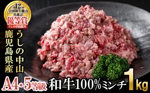 和牛100%ミンチ1kg(500g×2袋) 黒毛和牛 和牛 肉 牛肉 国産 九州産 鹿児島県産 ミンチ ひき肉 ハンバーグ 日本一 a1-132鹿児島県志布志市11000肉牛肉