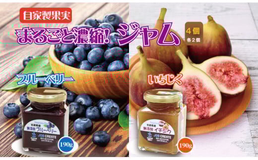 まるごと濃縮!いちじく & ブルーベリー ジャム セット (190g×各2個) ジョブクリエイト フルーツ 果実 自家製 天然素材 健康佐賀県小城市10000鍋セット・総菜・加工食品ジャム・はちみつ