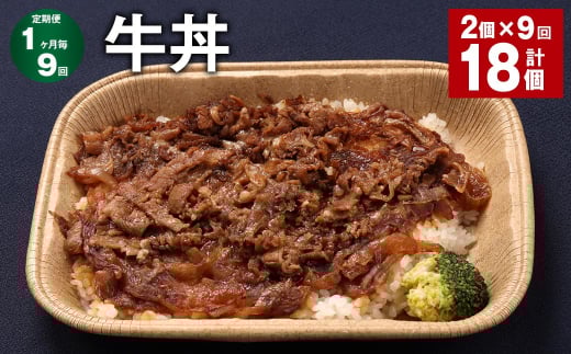 【1ヶ月毎9回定期便】 牛丼 計18個(2個×9回) 牛肉 牛 丼 うるち米 お米 惣菜 冷凍福岡県嘉麻市90000鍋セット・総菜・加工食品総菜