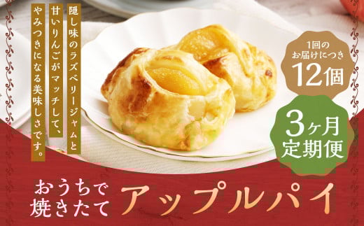 【3ヶ月定期便】おうちで焼きたてアップルパイ 64g×12個(12個入×各1箱) / アップルパイ お菓子 スイーツ 洋菓子 りんご福岡県嘉麻市30000菓子・スイーツその他 和菓子