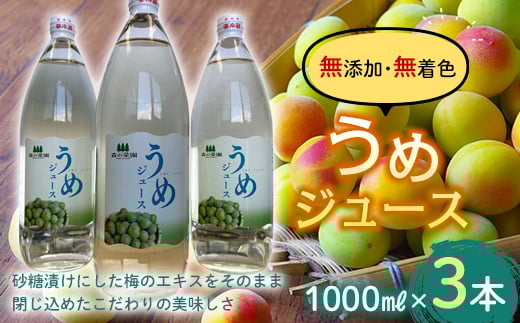 うめジュース (1000ml瓶×3本) 【森の菜園】 フルーツ王国 梅 ウメ うめ うめジュース ウメジュース 梅ジュース 青森 南部町 三戸 南部 1L 1? 豊後梅 セット F21U-196青森県南部町11000お茶・飲料果