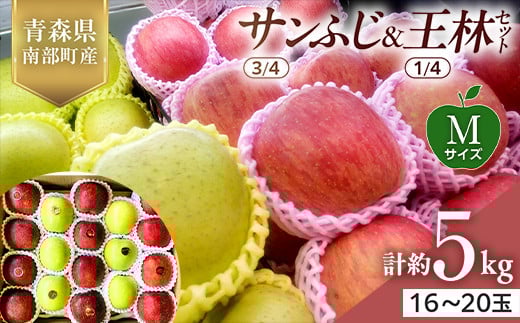 青森県産 サンふじ(3/4)・王林(1/4)セット Mサイズ 5kg 【佐々木あきおはるこ農園】 青森りんご リンゴ 林檎 アップル あおもり 青森県 南部町 三戸 果物 くだもの フルーツ F21U-556青森県南部町1