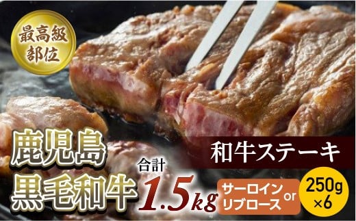 【最高級部位】鹿児島黒毛和牛ステーキ 250g×6 合計1.5Kg (サーロインorリブロース)【尾崎牧場】鹿児島県喜界町105000肉牛肉