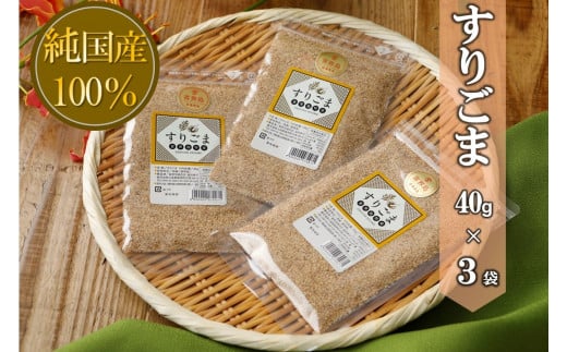 国産100%すりごま 40g×3袋【ポスト投函/日付指定不可】鹿児島県喜界町6000野菜・きのこその他 野菜