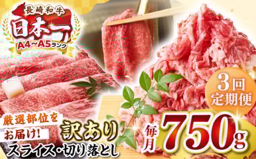 【全3回定期便】【訳あり】【A4〜A5ランク】 長崎和牛 しゃぶしゃぶ・すき焼きセット 750g《壱岐市》【株式会社MEAT PLUS】 肉 牛肉 黒毛和牛 鍋 冷凍配送 訳あり 切り落とし しゃぶしゃぶ用