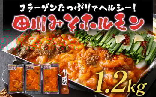 田川みそホルモン 1.2kg 400g×3パック 味噌だれ500ml×1本 しま腸 ハチノス センマイ 焼肉 コラーゲン 旨辛 コチュジャン タレ漬け 味付け 鉄板焼き 野菜炒め BBQ お取り寄せグルメ お取り寄せ 福