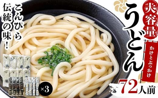 大容量 うどん 72人前【かけとぶっかけ】 麺 手打ち 生麺 うどん うどんつゆ かけつゆ 食品 名産品 四国 F5J-964香川県琴平町26500麺うどん