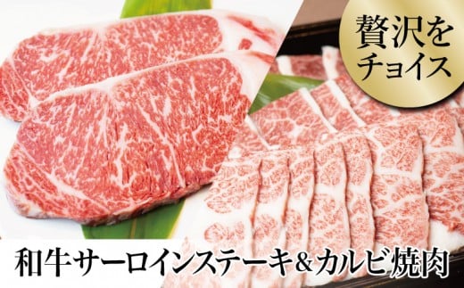 【鹿児島県産】 黒毛和牛 サーロイン ステーキ 320g&カルビ 焼肉 300g お肉 牛肉 バラ バーベキュー BBQ ステーキ セット 食べ比べ 冷凍 スターゼン 南さつま市鹿児島県南さつま市21000肉牛肉