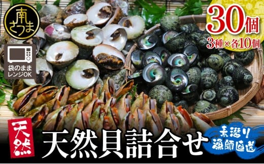 【素潜り漁師直送】【袋に入った冷凍のままでレンジ対応】三種混合30個入り詰め合わせ!南さつまの天然貝!鹿児島県南さつま市11000魚介・海産物貝類
