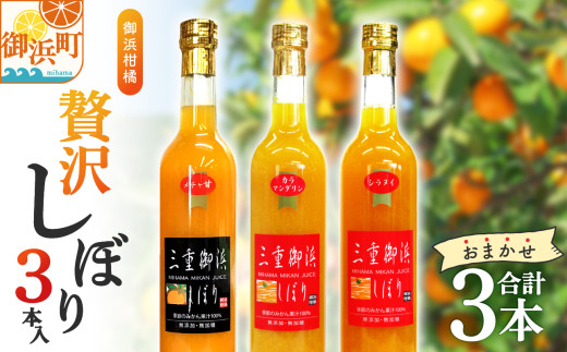 御浜柑橘 贅沢しぼり 3本入【果物 フルーツ みかん みかんジュース オレンジジュース ジュース 3本 セット 詰め合わせ 三重県 御浜町】三重県御浜町14000お茶・飲料果汁・野菜飲料