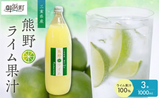 ブライトライフの熊野ライム果汁1000ml 3本セット【 国産 柑橘 ライム 果汁100% 果物 フルーツ 三重県 御浜町】三重県御浜町25000お茶・飲料果汁・野菜飲料