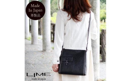 LIME(ライム) ヌメ革スクエア型ショルダーバッグ ブラック香川県高松市47000衣類・装飾品・工芸品鞄・バッグ