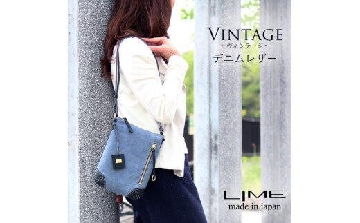 LIME(ライム) デニムレザー 縦ショルダーバッグ ネイビー香川県高松市39000衣類・装飾品・工芸品鞄・バッグ