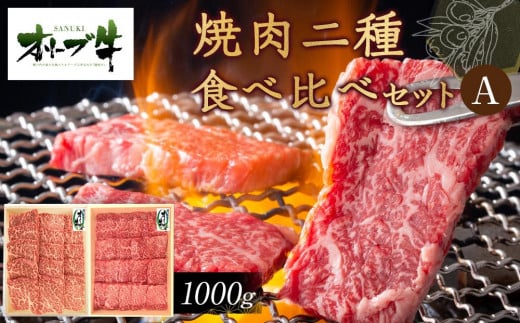 オリーブ牛 焼肉二種食べ比べセットA 1000g香川県高松市40000肉牛肉