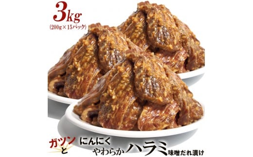 ガツンとにんにくやわらかハラミ味噌だれ漬け3kg(200g×15)香川県高松市42000肉牛肉
