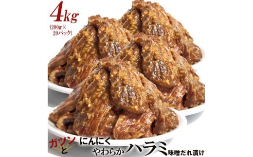 ガツンとにんにくやわらかハラミ味噌だれ漬け4kg(200g×20)香川県高松市55000肉牛肉
