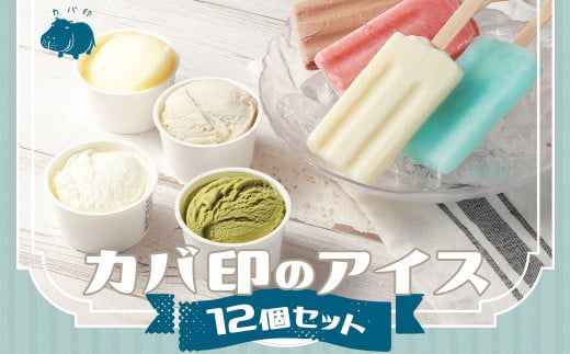 カバ印のアイス12点セット (キャンデー4種 各2本 計8本、ジェラート4種 各1個 計4個) お取り寄せ スイーツ アイス ジェラート福岡県柳川市14000菓子・スイーツアイス・ジェラート
