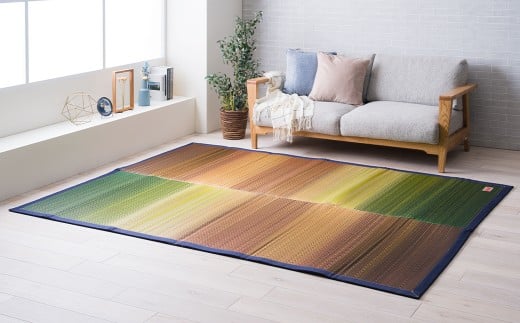 デニム×いぐさラグ Fジョイ 140cm×200cm GN(グリーン) ラグ ラグマット いぐさ い草 イグサ い草ラグ デニム生地 福岡県 柳川市福岡県柳川市71000衣類・装飾品・工芸品その他 装飾品・工芸品