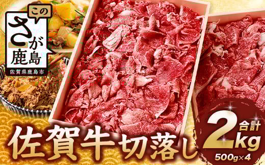 【60日以内に発送】佐賀牛 切り落とし 500g×4【合計2kg】牛肉 肉 佐賀牛 切り落し 切落し 切りおとし E-122佐賀県鹿島市34000肉牛肉