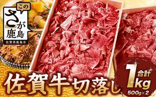 【2月発送】佐賀牛 切り落とし 500g×2【合計1kg】牛肉 肉 佐賀牛 切り落し 切落し 切りおとし D-186佐賀県鹿島市20000肉牛肉