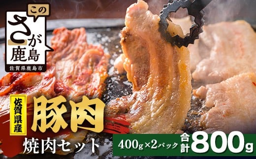 【配送月指定対応可】佐賀県産 豚肉 焼肉セット 400g×2(合計800g)B-867 お肉 豚 肉 焼き肉 やきにく 年内発送 年末配送 ロース バラ スライス佐賀県鹿島市12000肉豚肉