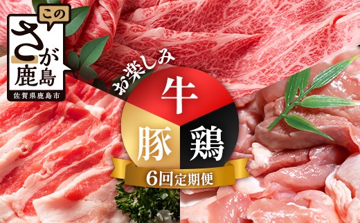 合計5.42kg 定期便 6回 佐賀の牛・豚・鶏 お楽しみ定期便 I-42佐賀県鹿島市72000肉牛肉