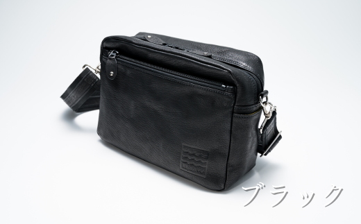 【ブラック】 箱型ショルダー ヌメゴート 山羊革 ゴート革 バッグ 革 ショルダーバッグ プレゼント 3色  | 埼玉県 草加市 職人 手作業 上質 ギフト お祝い お洒落 革職人会山羊革 ゴート革 バ