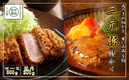【111022】日本の米育ち平田牧場三元豚ブロック・挽肉詰合せ(2種)北海道古平町14500肉豚肉